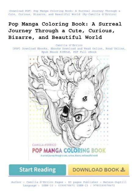 (Download)e-Book Pop Manga Coloring Book: A Surreal Journey Through a Cute, Curious, Bizarre, and Beautiful World | Used