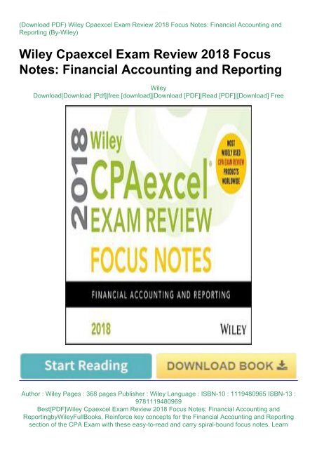 Financial Accounting and Reporting Wiley CPAexcel Exam Review 2018 Study Guide