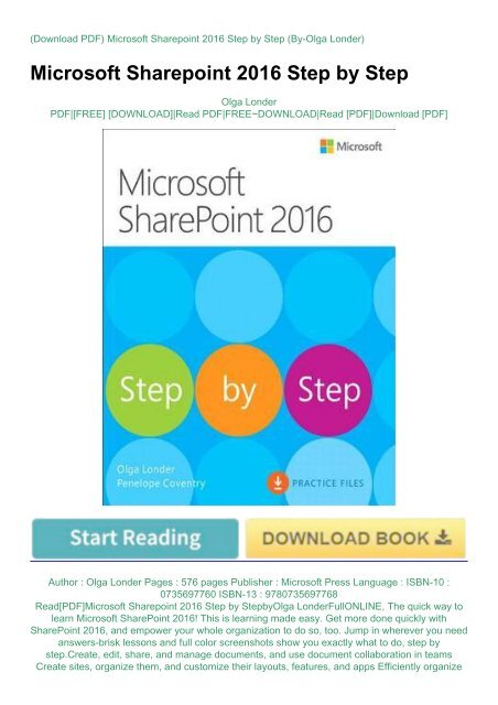 SharePoint 2016 For Dummies PDF Free Download