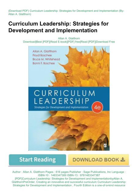 [PDF]Curriculum Leadership: Strategies for Development and ImplementationbyAllan A. GlatthornPreOrder