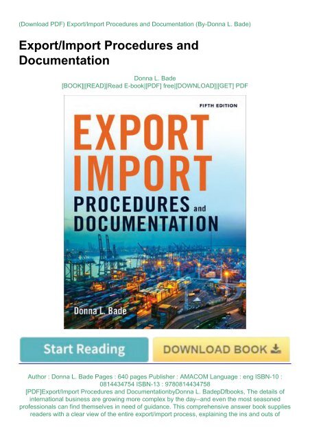 PDF]Export/Import Procedures and DocumentationbyDonna L