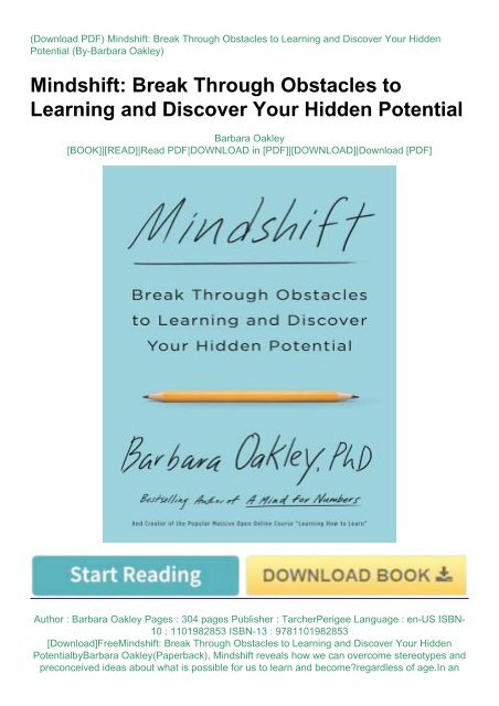 Download]FreeMindshift: Break Through Obstacles to Learning and Discover  Your Hidden PotentialbyBarbara Oakley(Paperback)
