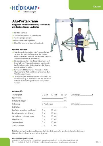 Alu-Portalkrane - Heidkamp Hebezeuge