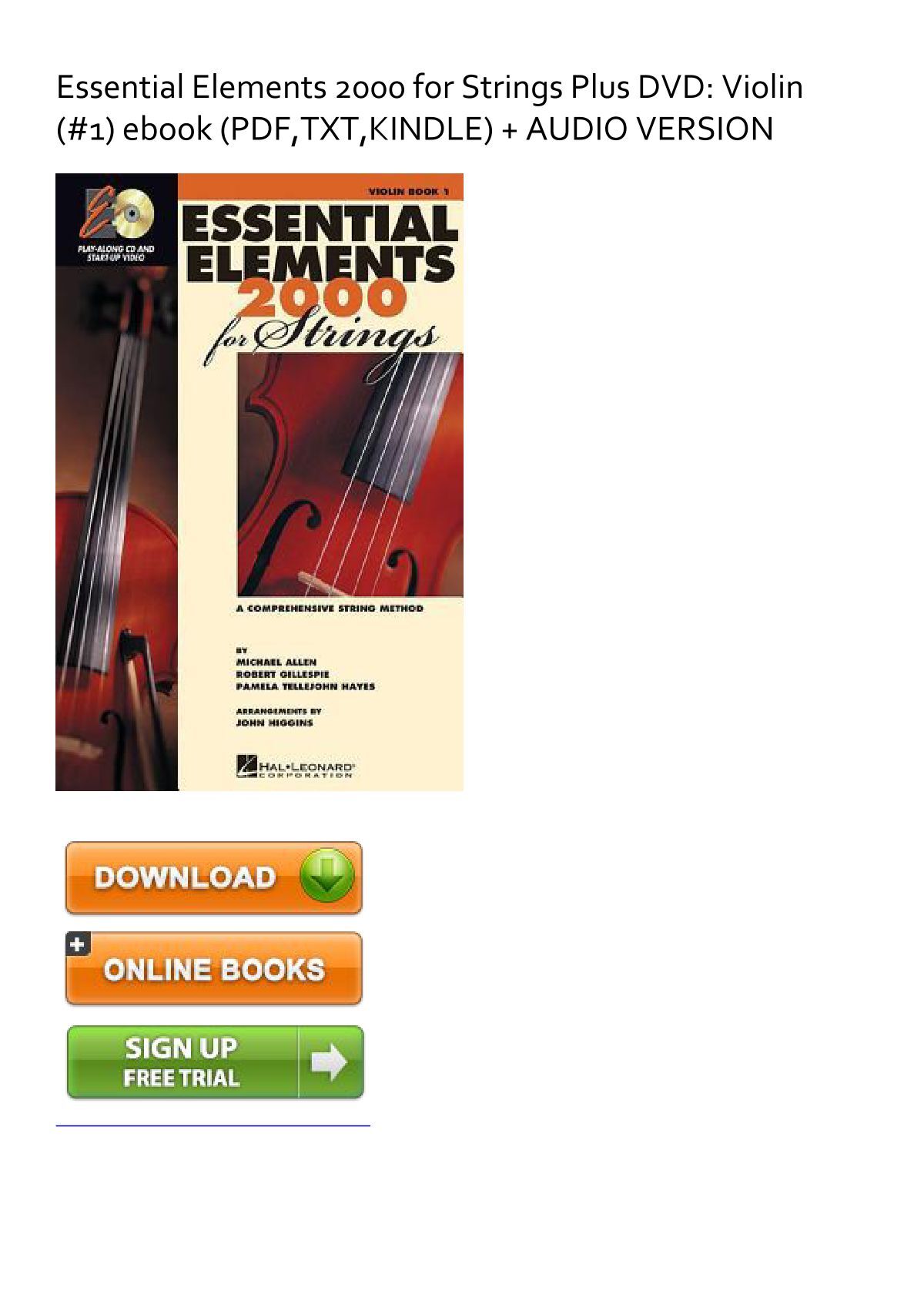 (GRACEFUL) Essential Elements 2000 for Strings Plus DVD: Violin (#1) eBook  PDF Download