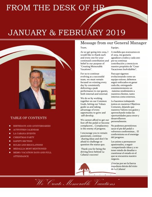 From the Desk of HR January &amp; February 2019 REVISED