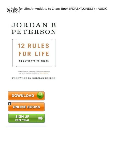 SELF-SUFFICIENT) 12 Rules for Life: An Antidote to Chaos eBook PDF Download