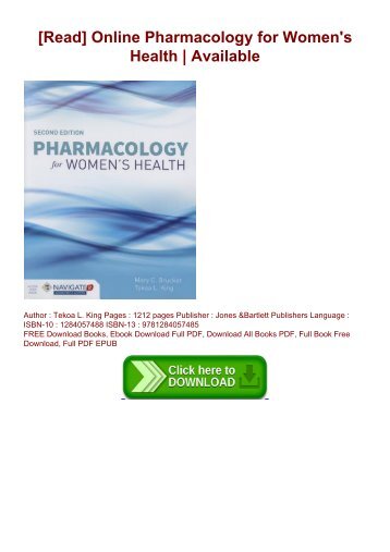 [Read] Online Pharmacology for Women's Health | Available