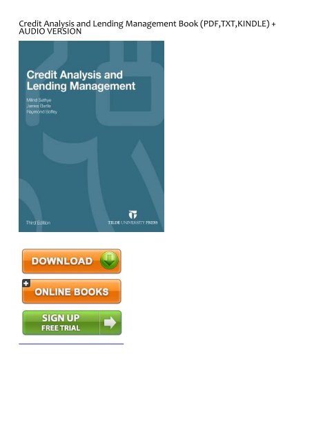 [GET] PDF Credit Analysis and Lending Management by Milind Sathye FOR ANY DEVICE