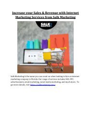 Increase your Sales & Revenue with Internet Marketing Services from Salk Marketing