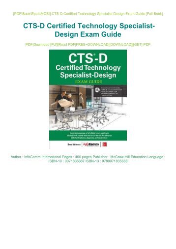 PDF DOWNLOAD Free eBook CTS-D Certified Technology Specialist-Design Exam Guide Online Book