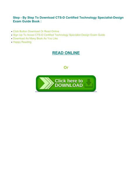 PDF DOWNLOAD Free eBook CTS-D Certified Technology Specialist-Design Exam Guide Online Book