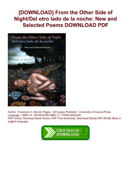 [DOWNLOAD] From the Other Side of Night/Del otro lado de la noche: New and Selected Poems DOWNLOAD PDF