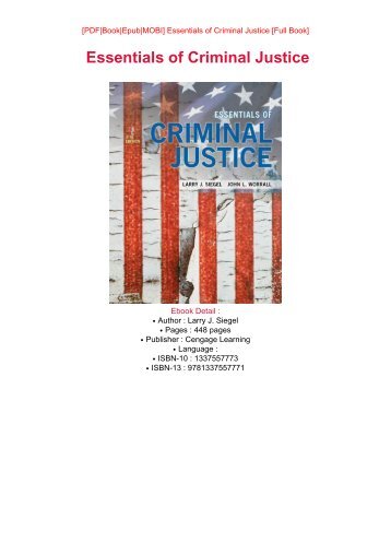 DOWNLOAD PDF eBook Free Essentials of Criminal Justice Full Pages