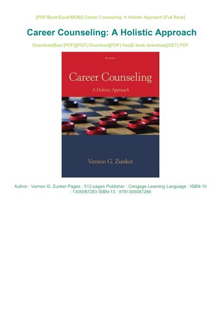 PDF DOWNLOAD eBook Free Career Counseling: A Holistic Approach Online Book