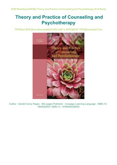 DOWNLOAD PDF Online Theory and Practice of Counseling and Psychotherapy PDF Full
