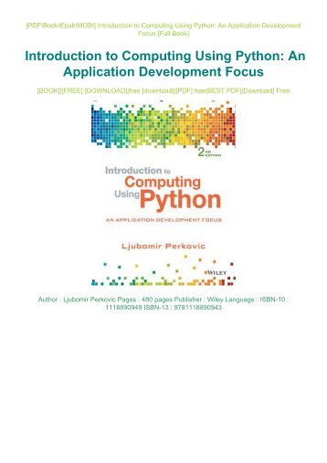PDF DOWNLOAD eBook Free Introduction to Computing Using Python: An Application Development Focus Full PDF