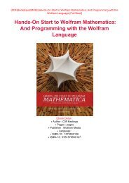 PDF DOWNLOAD Online PDF Hands-On Start to Wolfram Mathematica: And Programming with the Wolfram Language Full PDF