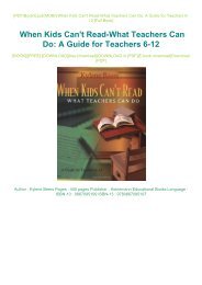 PDF DOWNLOAD Read Online When Kids Can't Read-What Teachers Can Do: A Guide for Teachers 6-12 PDF Full