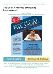 [READ] The Goal: A Process of Ongoing Improvement by Eliyahu M. Goldratt pDf books