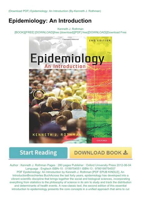 PDF Epidemiology: An Introduction by Kenneth J. Rothman [PDF EPUB KINDLE]
