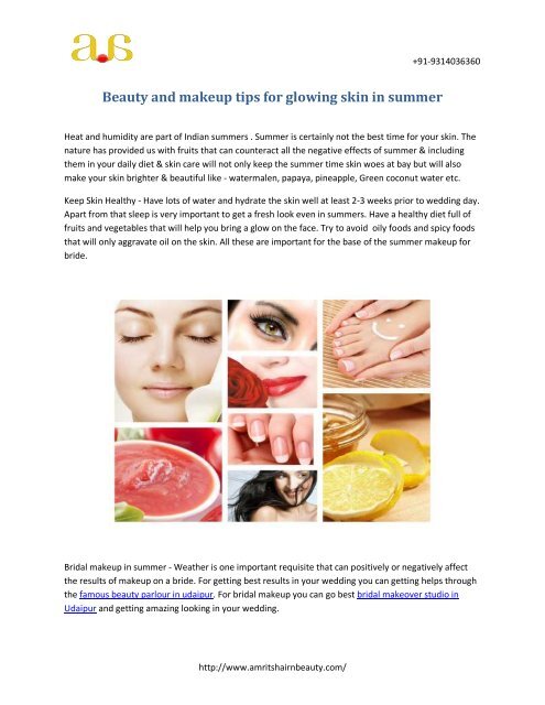 Beauty and makeup tips for glowing skin in summer