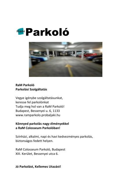 RaM Parkoló Budapest