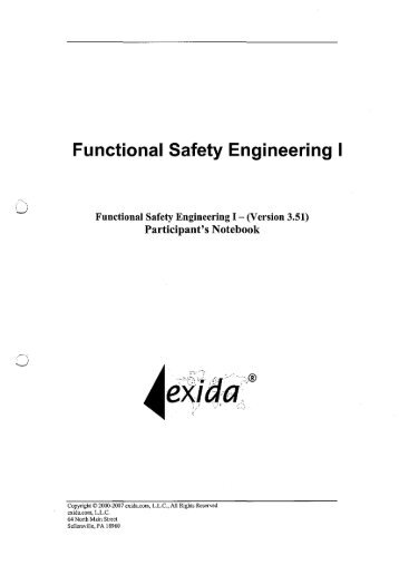 CFSE - Certified Functional Safety Engineering I - Participant&#039;s Notebook - Exida 2007