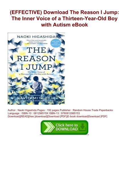 (EFFECTIVE) Download The Reason I Jump: The Inner Voice of a Thirteen-Year-Old Boy with Autism eBook