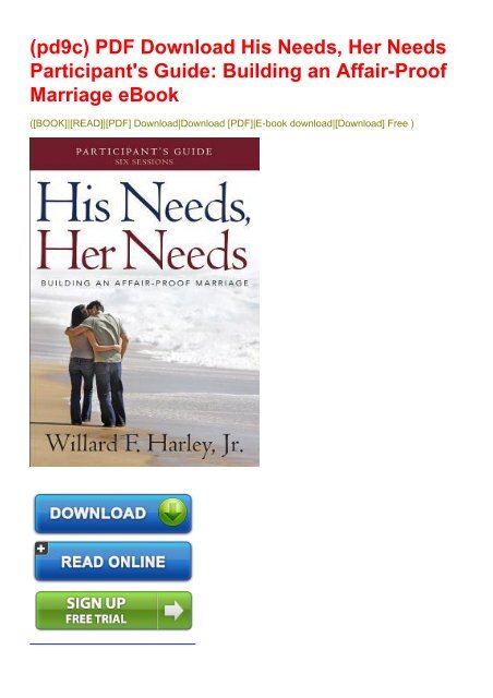 (pd9c) PDF Download His Needs, Her Needs Participant's Guide: Building an Affair-Proof Marriage eBook