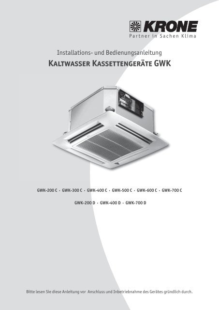 Kaltwasser Kassettengeräte GWK - KRONE Kälte &amp; Klima GmbH