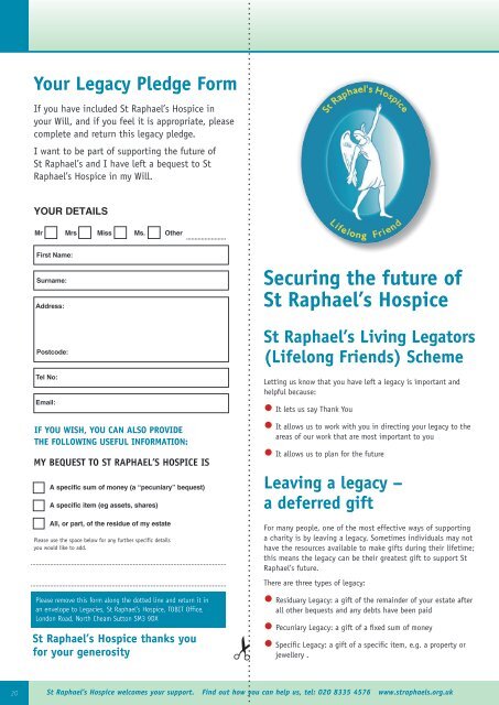 Legacy Information Brochure - St Raphael's Hospice