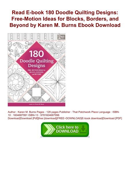 Amazon | 180 More Doodle Quilting Designs: Free-motion Ideas
