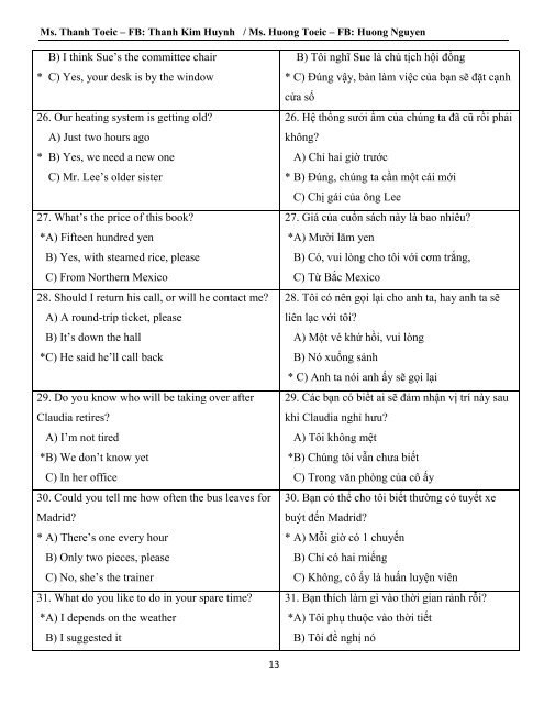 DỊCH SONG NGỮ NGHE HIỂU ETS TOEIC 2016 - PART 1234