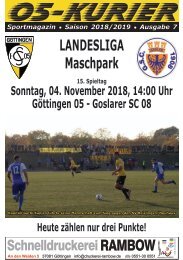 Saison 18/19 - SpTg 15: Gö̈ttingen 05 - Goslarer SC 08