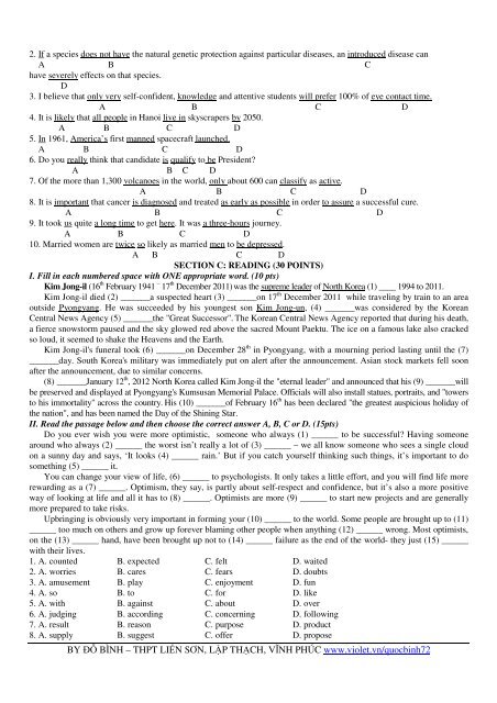 Tuyển tập 353 đề thi học sinh giỏi môn Tiếng Anh lớp 6,7,8,9,10,11,12 (có đáp án)