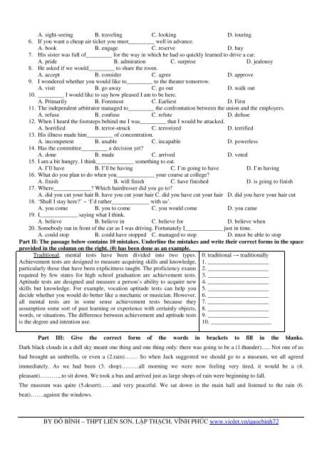 Tuyển tập 353 đề thi học sinh giỏi môn Tiếng Anh lớp 6,7,8,9,10,11,12 (có đáp án)