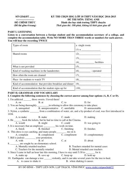 Tuyển tập 353 đề thi học sinh giỏi môn Tiếng Anh lớp 6,7,8,9,10,11,12 (có đáp án)