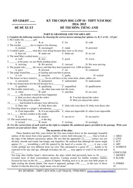 Tuyển tập 353 đề thi học sinh giỏi môn Tiếng Anh lớp 6,7,8,9,10,11,12 (có đáp án)