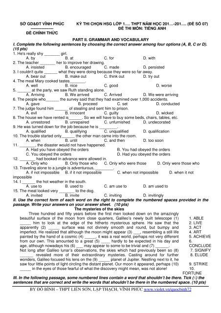 Tuyển tập 353 đề thi học sinh giỏi môn Tiếng Anh lớp 6,7,8,9,10,11,12 (có đáp án)