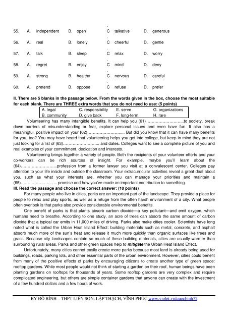 Tuyển tập 353 đề thi học sinh giỏi môn Tiếng Anh lớp 6,7,8,9,10,11,12 (có đáp án)