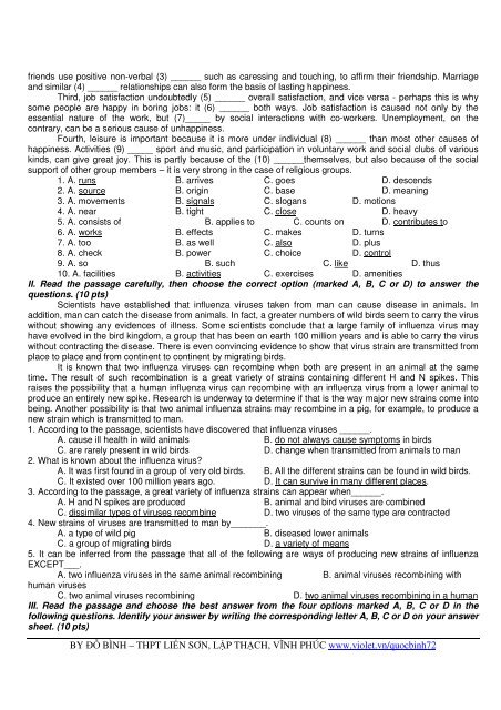 Tuyển tập 353 đề thi học sinh giỏi môn Tiếng Anh lớp 6,7,8,9,10,11,12 (có đáp án)