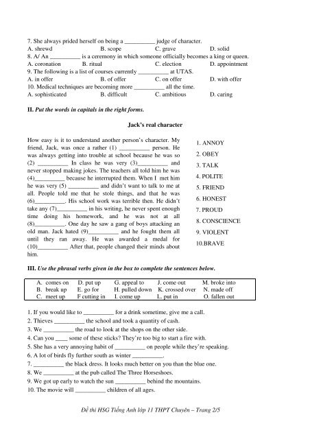 Tuyển tập 353 đề thi học sinh giỏi môn Tiếng Anh lớp 6,7,8,9,10,11,12 (có đáp án)