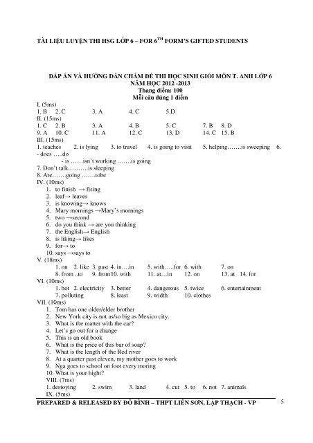 Tuyển tập 353 đề thi học sinh giỏi môn Tiếng Anh lớp 6,7,8,9,10,11,12 (có đáp án)