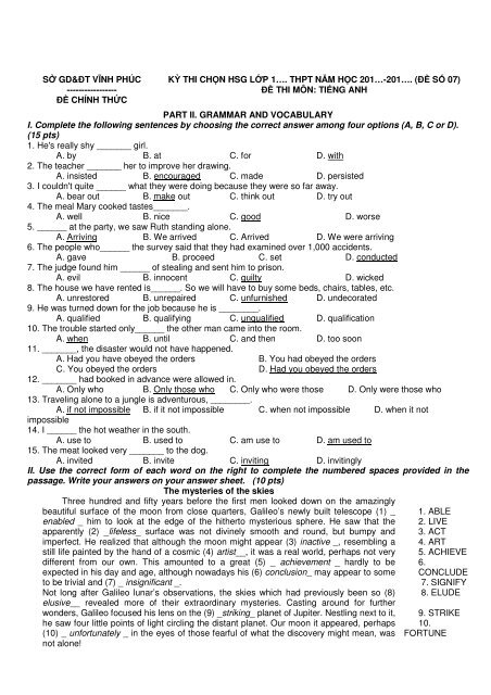 Tuyển tập 353 đề thi học sinh giỏi môn Tiếng Anh lớp 6,7,8,9,10,11,12 (có đáp án)