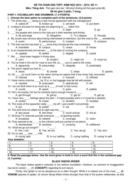 Tuyển tập 353 đề thi học sinh giỏi môn Tiếng Anh lớp 6,7,8,9,10,11,12 (có đáp án)