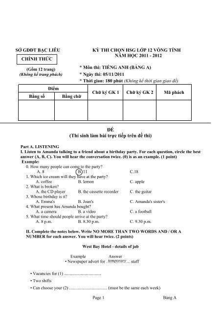 Tuyển tập 353 đề thi học sinh giỏi môn Tiếng Anh lớp 6,7,8,9,10,11,12 (có đáp án)