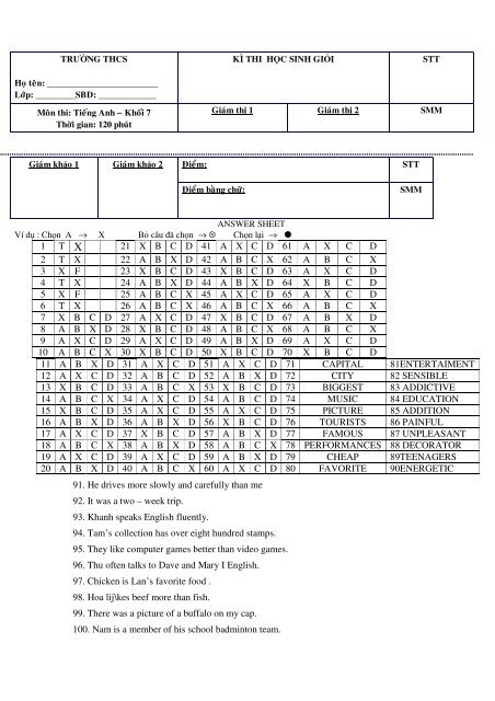 Tuyển tập 353 đề thi học sinh giỏi môn Tiếng Anh lớp 6,7,8,9,10,11,12 (có đáp án)