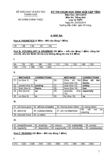 Tuyển tập 353 đề thi học sinh giỏi môn Tiếng Anh lớp 6,7,8,9,10,11,12 (có đáp án)