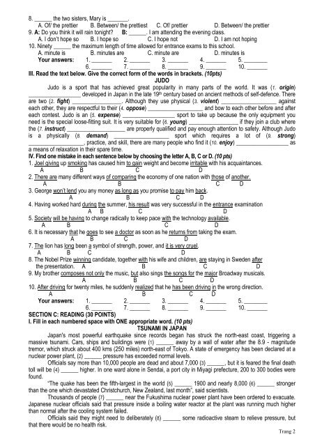 Tuyển tập 353 đề thi học sinh giỏi môn Tiếng Anh lớp 6,7,8,9,10,11,12 (có đáp án)