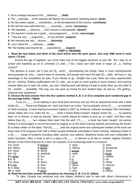 Tuyển tập 353 đề thi học sinh giỏi môn Tiếng Anh lớp 6,7,8,9,10,11,12 (có đáp án)